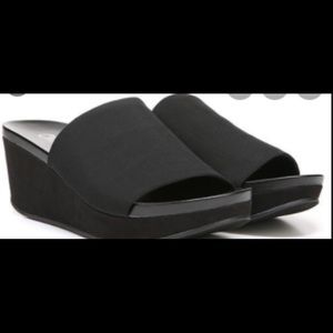 Black stretch wedge sandal- New in Box